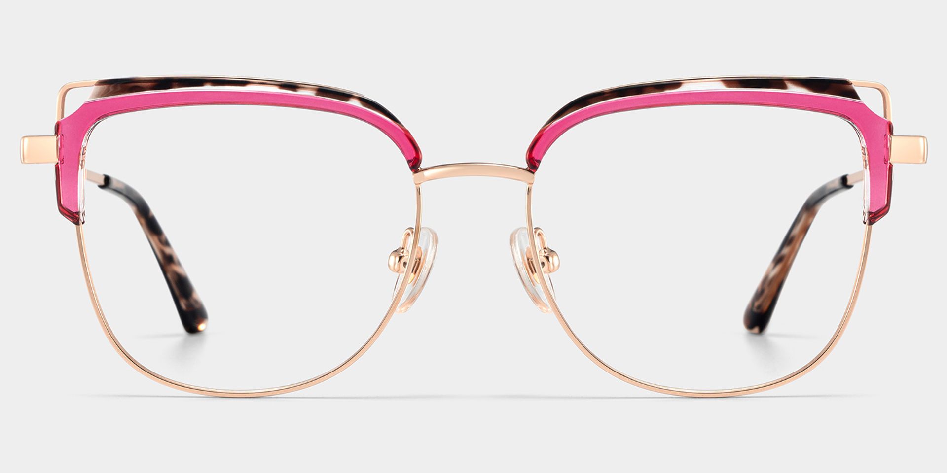 Samson Pink Square Glasses With Tortoiseshell Color-Block Design1