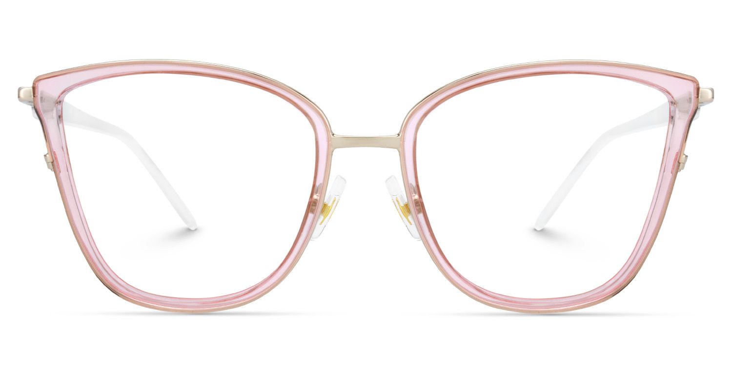 Clear Pink Glasses Frames With Cateye Shape0