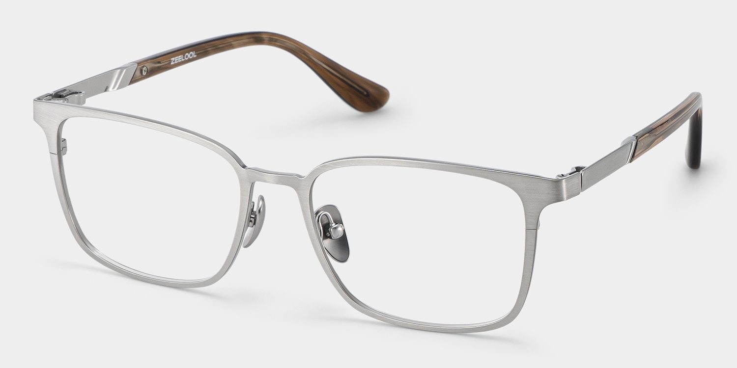 Aubrey Silver Rectangle Glasses for Men | ZEELOOL