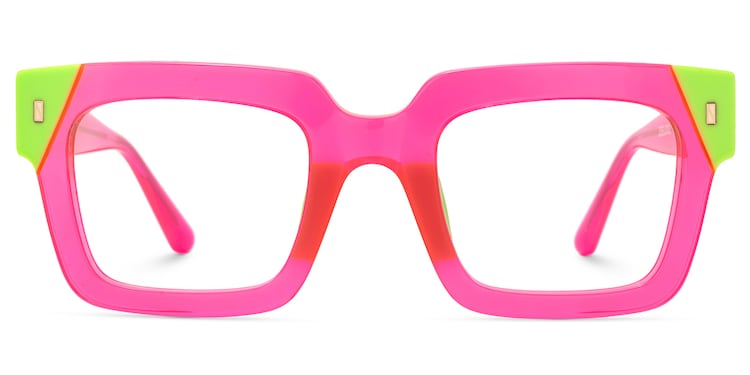 Sarah Rectangle Hot Pink Glasses