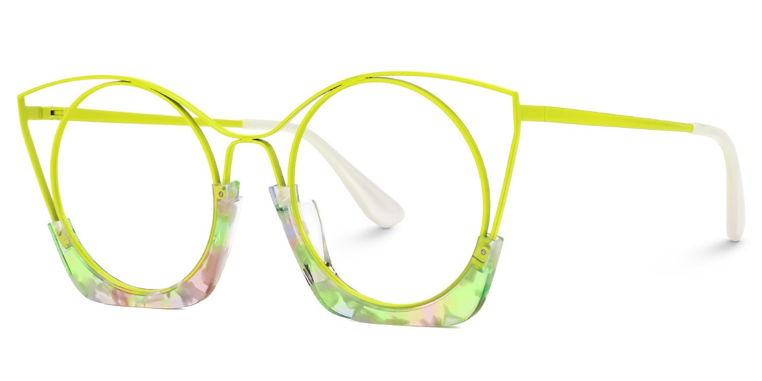 Designer Barbara Lime Green Cat Eye Glasses | Zeelool1