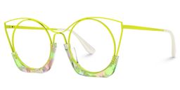 Barbara Cateye Lime-Green Glasses1