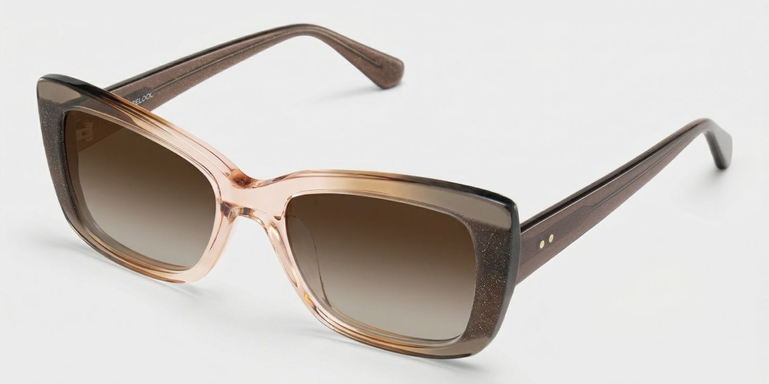 Leona Rectangle Brown Omber Glasses with Glittering Powder | ZEELOOL2