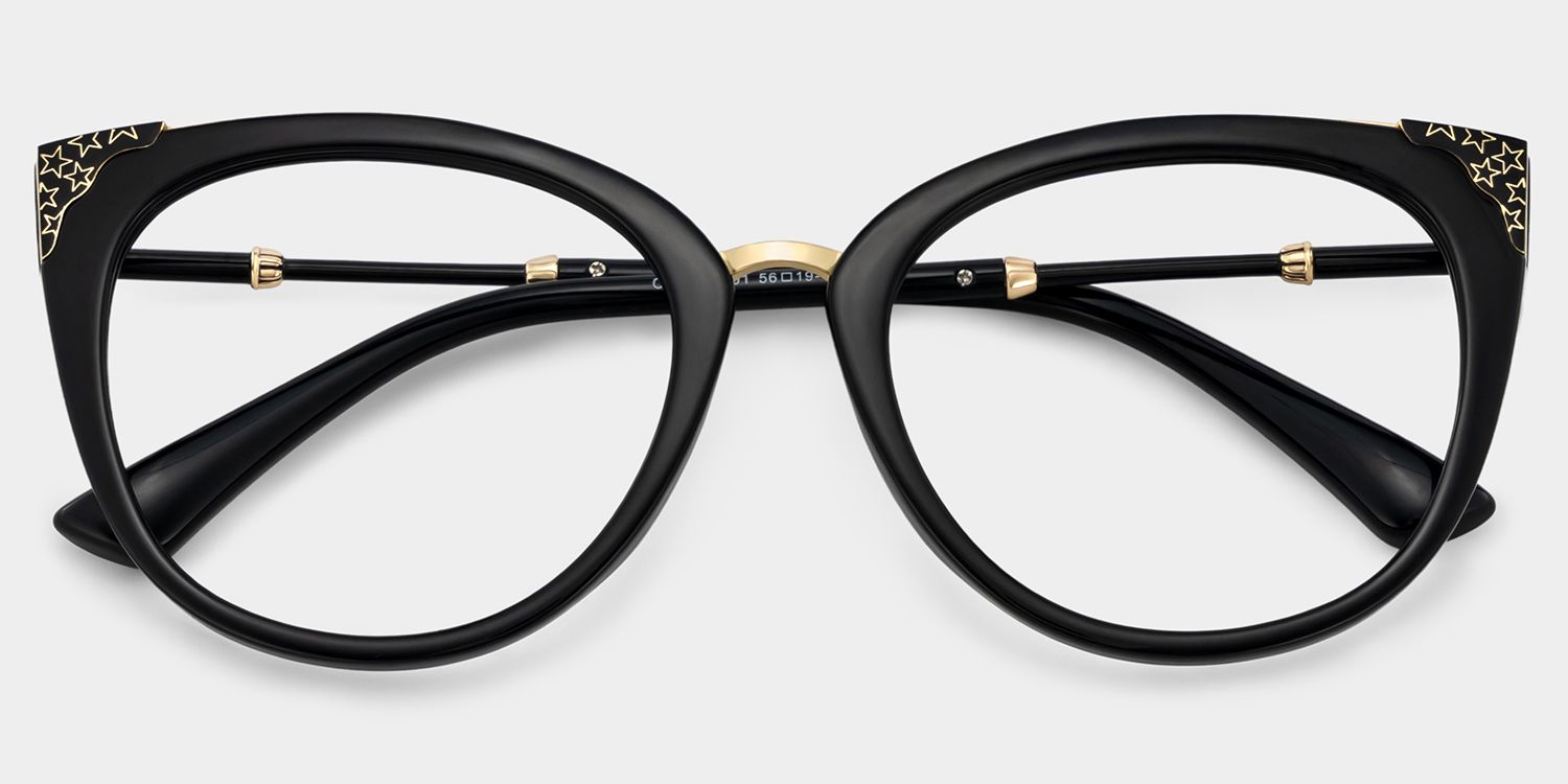 Dalton Cat Eye Black Glasses | Zeelool Glasses1