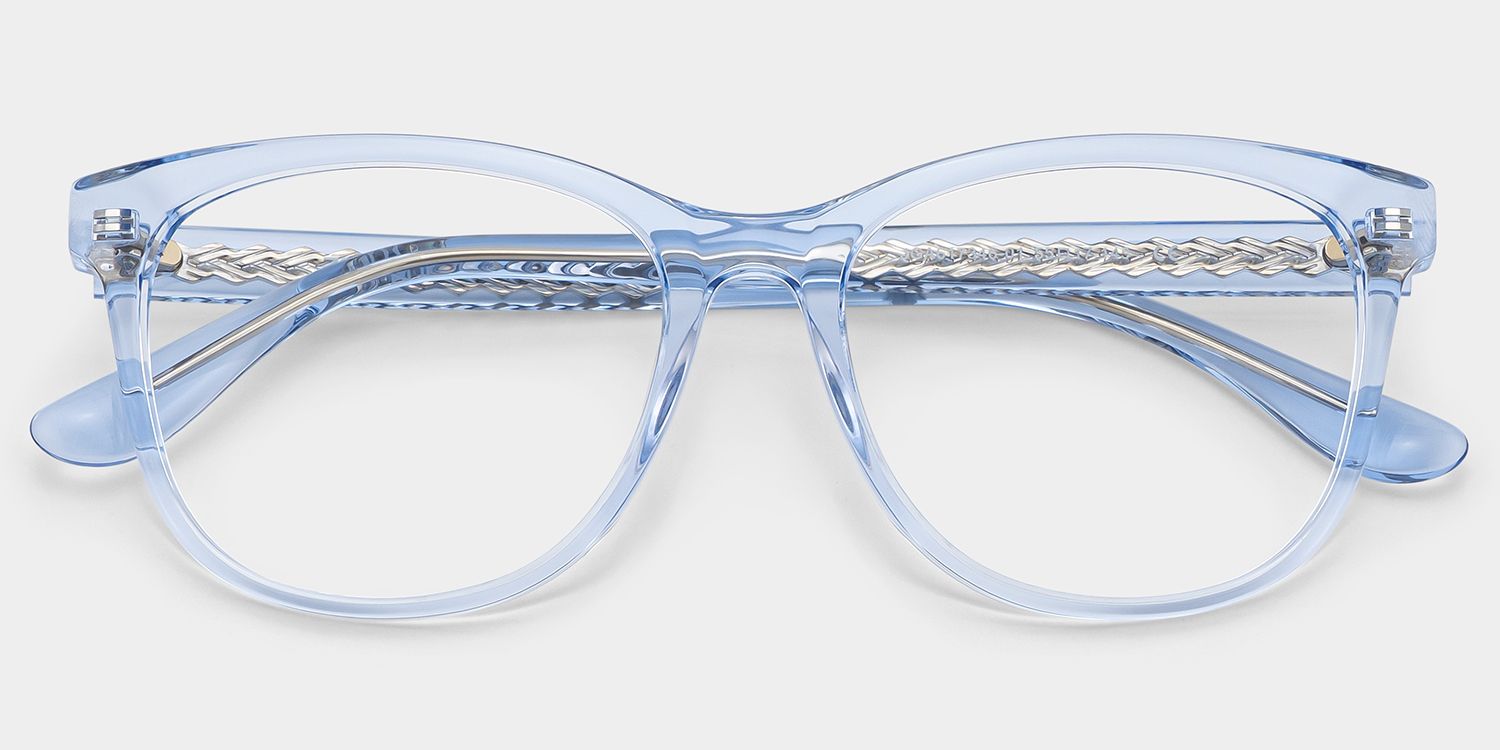 Julia Clear Blue Rectangle Glasses Frames for Sale | ZEE...1