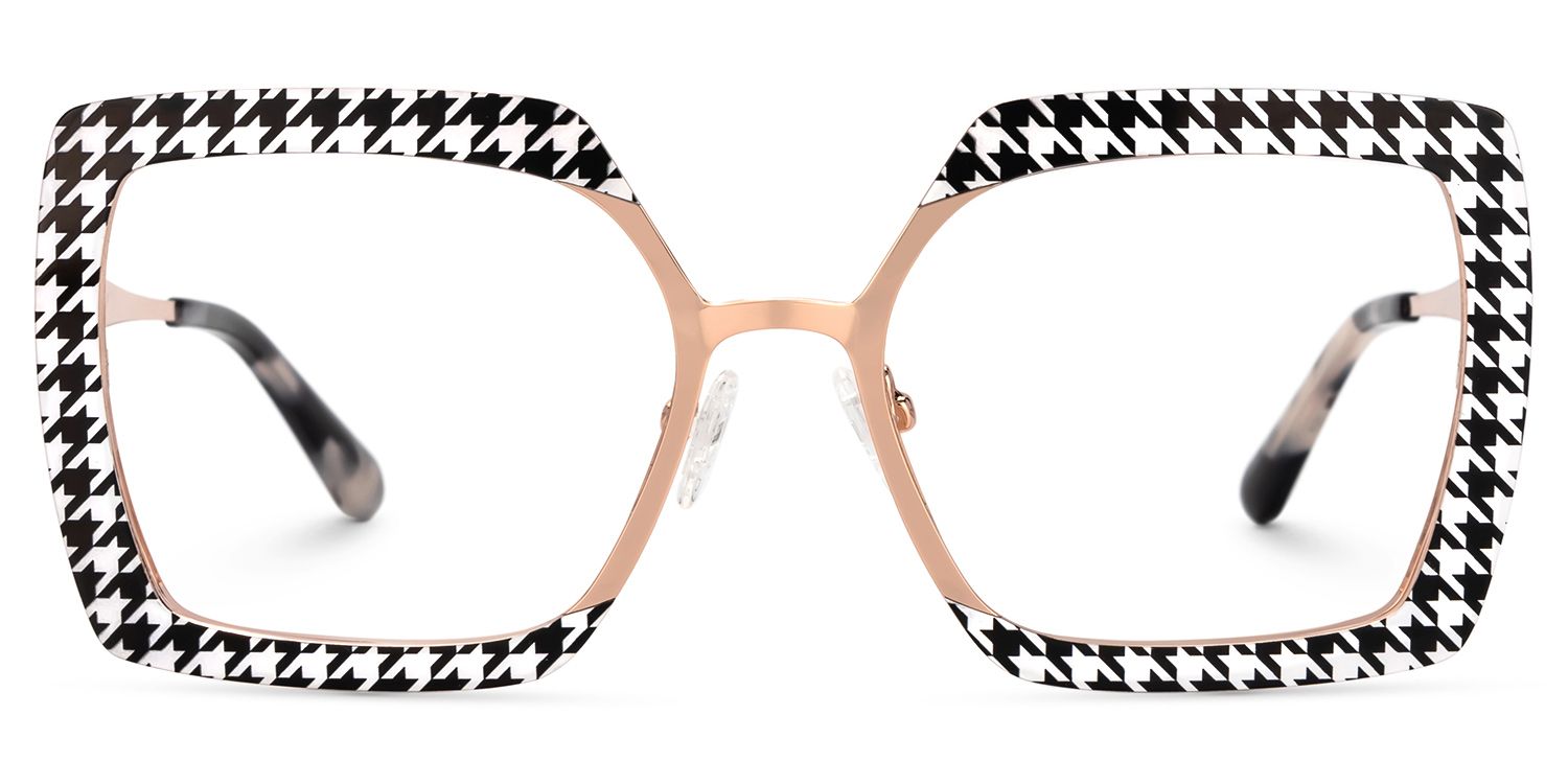 Women Square Sharron Houndstooth Glasses | Zeelool0