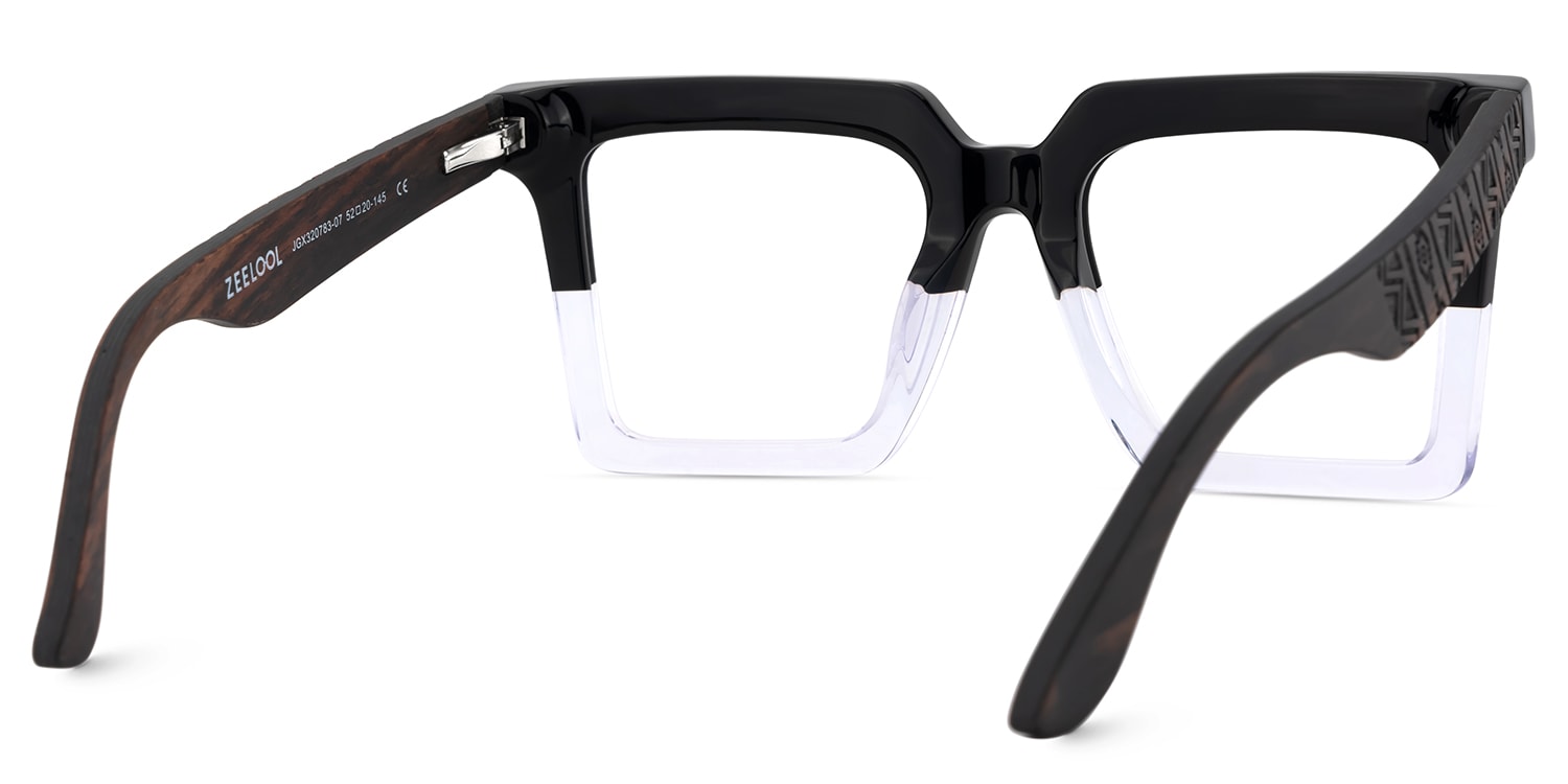 Vintage Square Frame Glasses In Black Crystal Color5