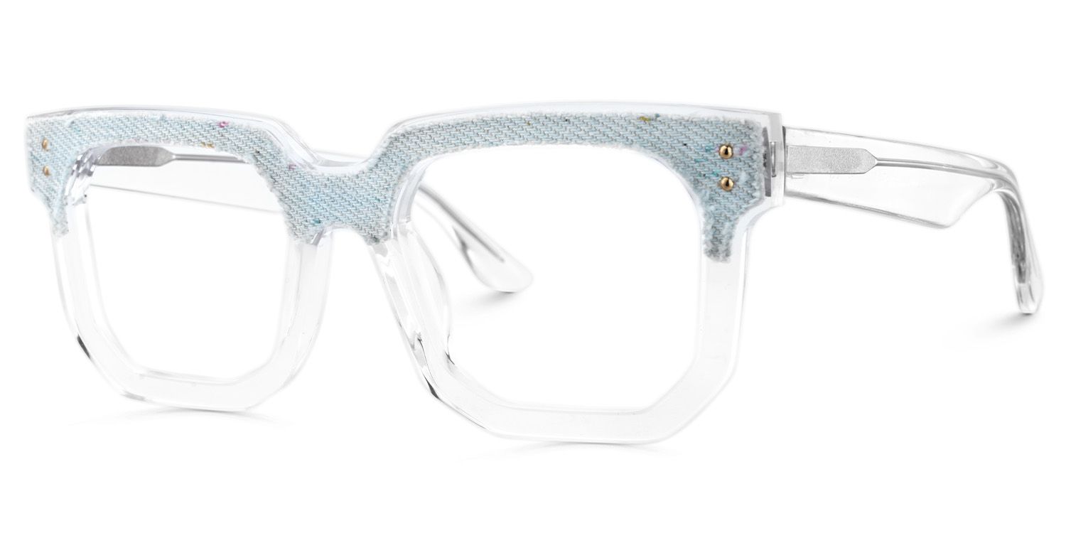 Men's Clear Glasses With Light Blue Denim Decorated3