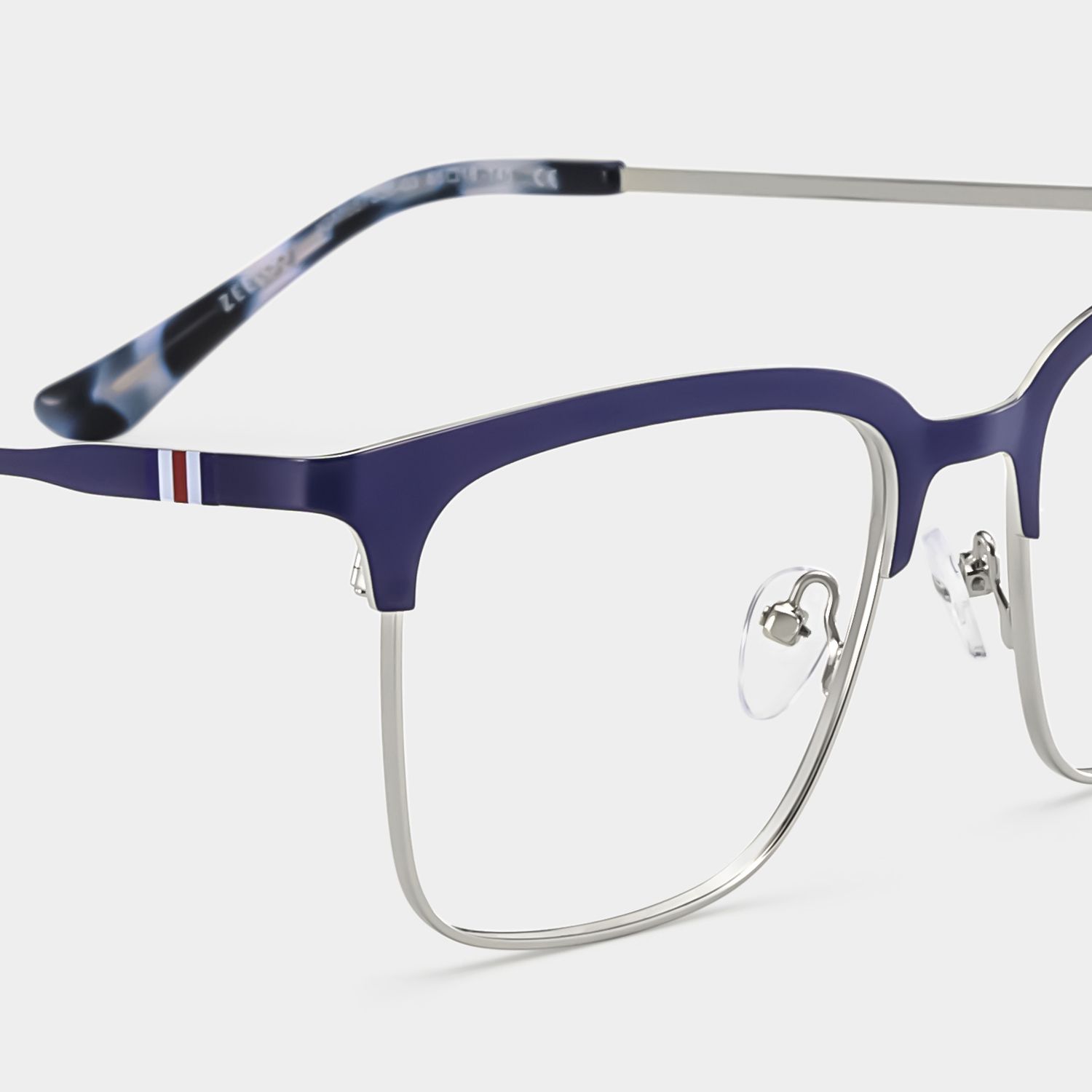 Cleo Blue Silver Frame Glasses with Browline Frame Online | ZEELOOL5