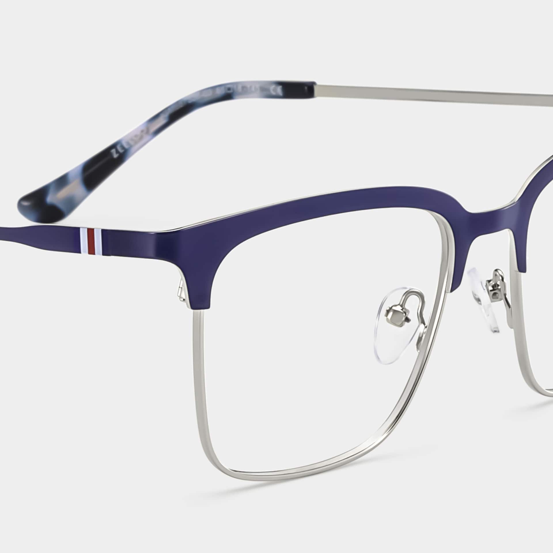 Cleo Blue Silver Frame Glasses with Browline Frame Online | ZEELOOL5