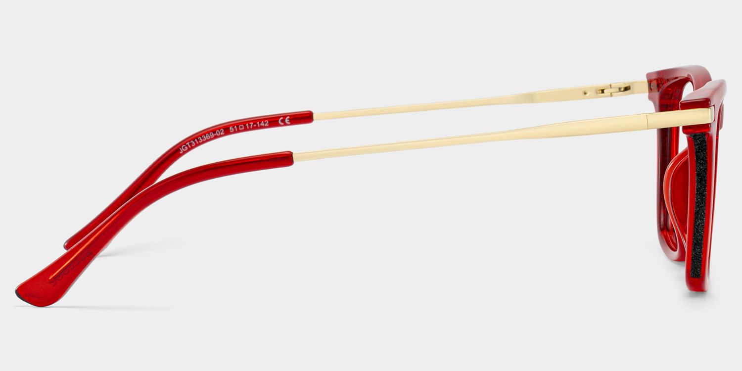 Selena Rectangle Transparent Red Glasses for Women | ZEELOOL4