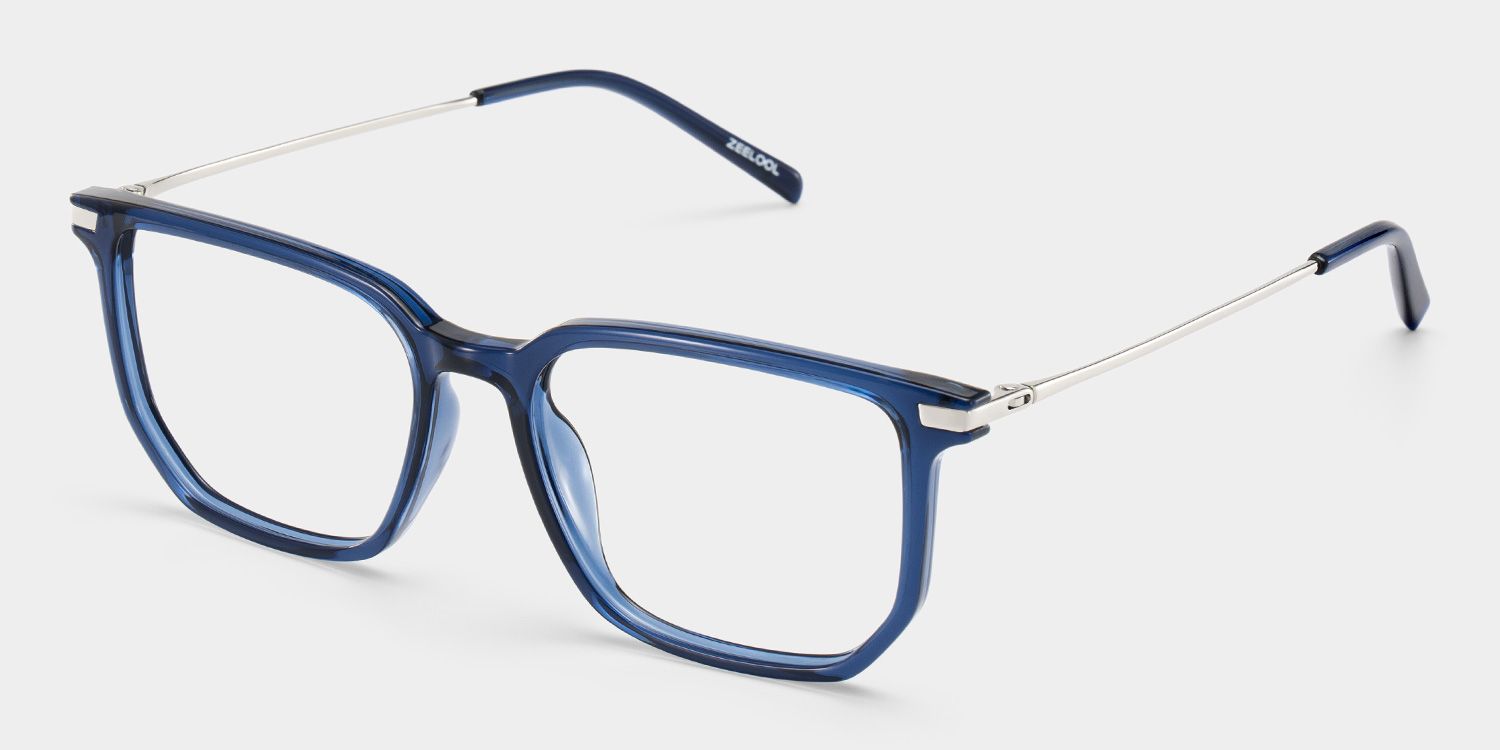 Michelle Blue Full Rim Rectangle Eyeglasses with 尾-Titanium Arms | ZEELOOL2