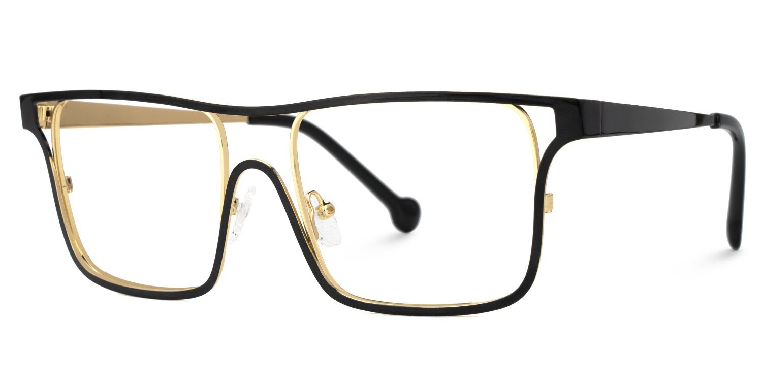 Nova Wide Women's Black and Gold Glasses | Zeelool1