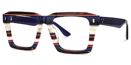 Kenish Square Blue White Glasses3