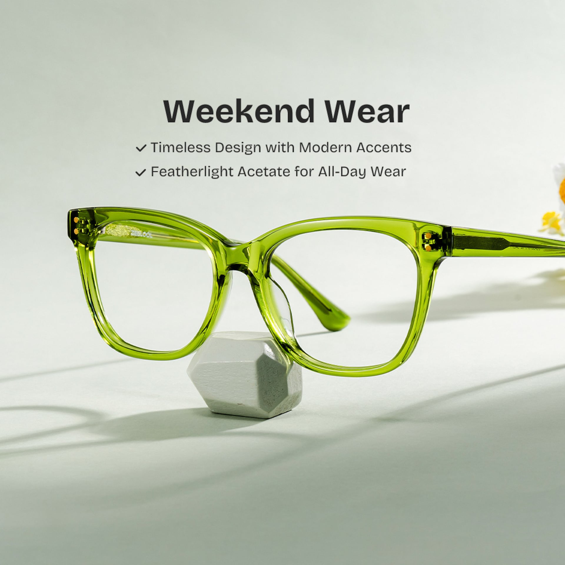Vivienne Green Frame Glasses with Rectangle Frame Online | ZEELOOL0