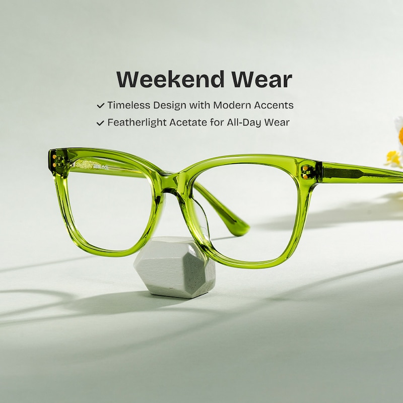 ZEELOOL Vivienne Rectangle Green Glasses