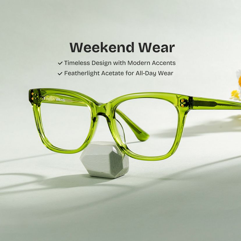 Vivienne Green Rectangle Glasses