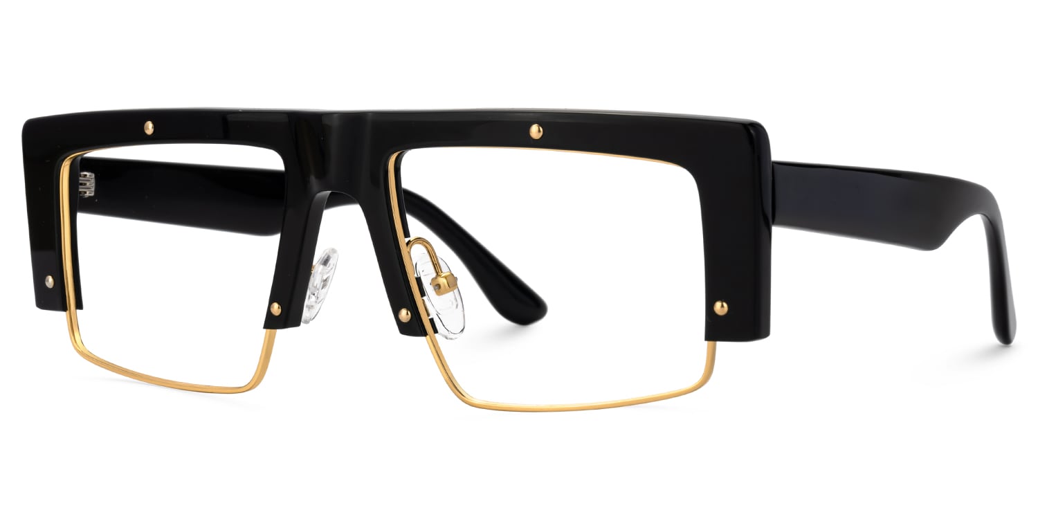 Maldonado Black Oversize Rectangle Glasses | Zeelool2