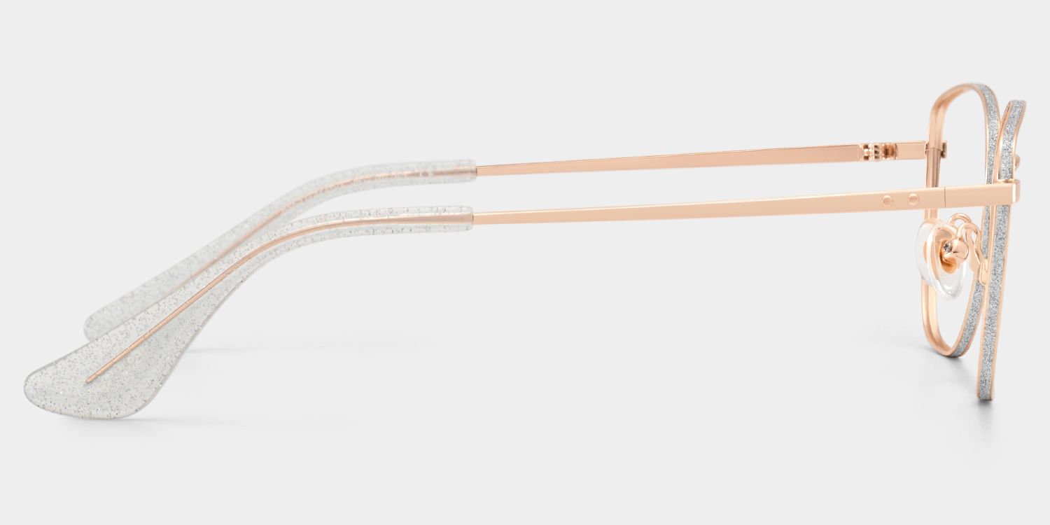 Skyler Square Rose Gold Metal Silver Glitter Glasses Frames | ZEELOOL