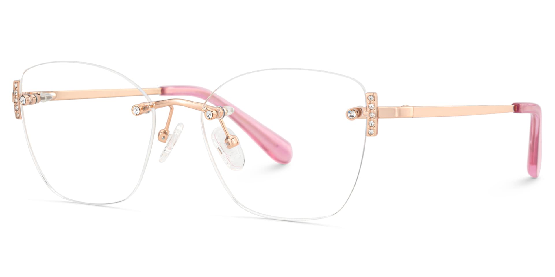 Pink Rectangle Jaxon Eyeglasses with Rimless | Zeelool3