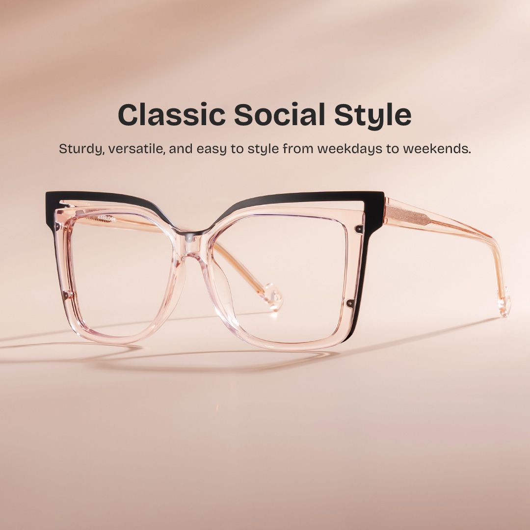 Twolla Square Beige Glasses and Black Edge Frame0