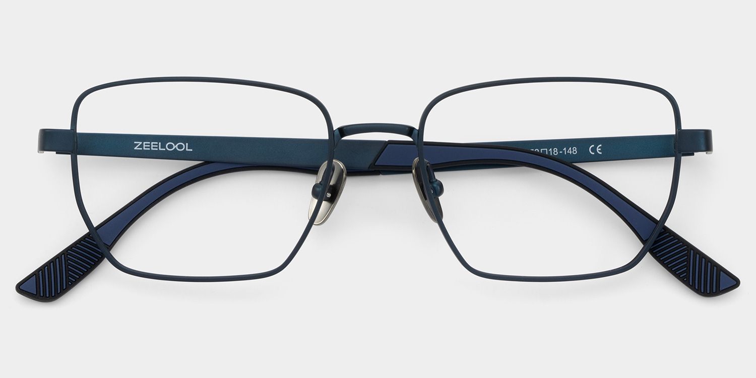 Jameson Blue Frame Prescription Glasses with Geometric Shape | ZEELOOL4