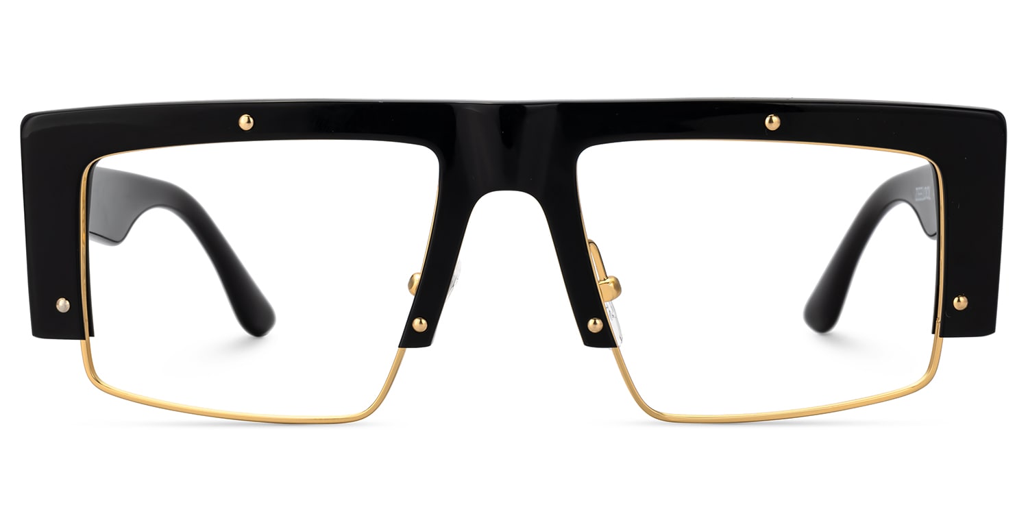Maldonado Black Oversize Rectangle Glasses | Zeelool1