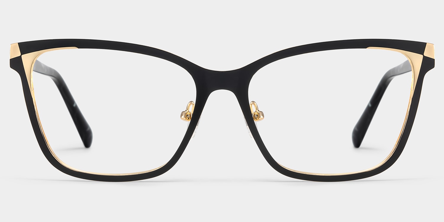 Elise Rectangle Black Glasses
