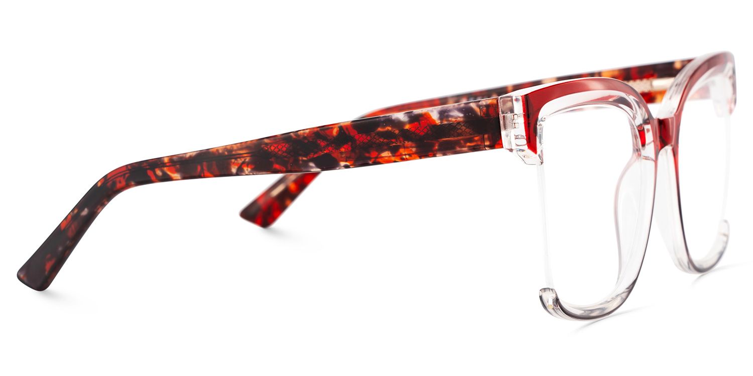 Square Cadogan Red- Gray Frame Glasses | Zeelool3