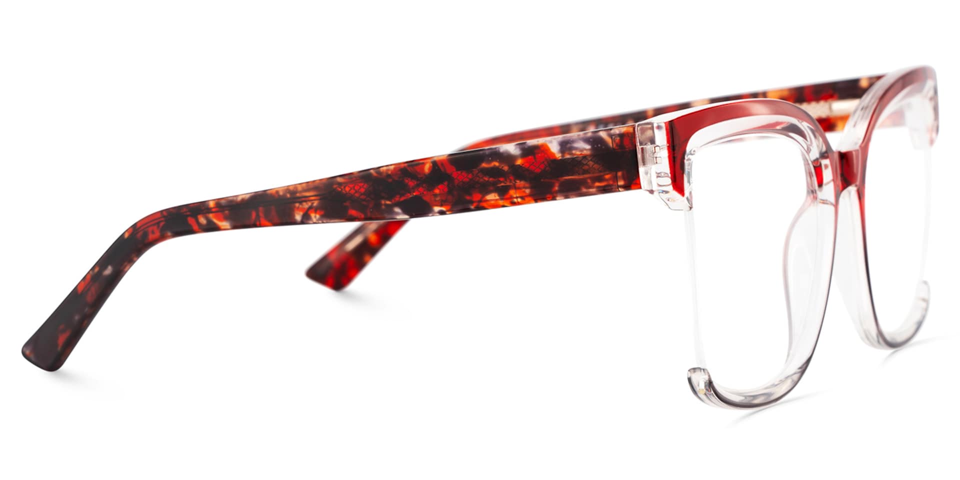 Square Cadogan Red- Gray Frame Glasses | Zeelool3