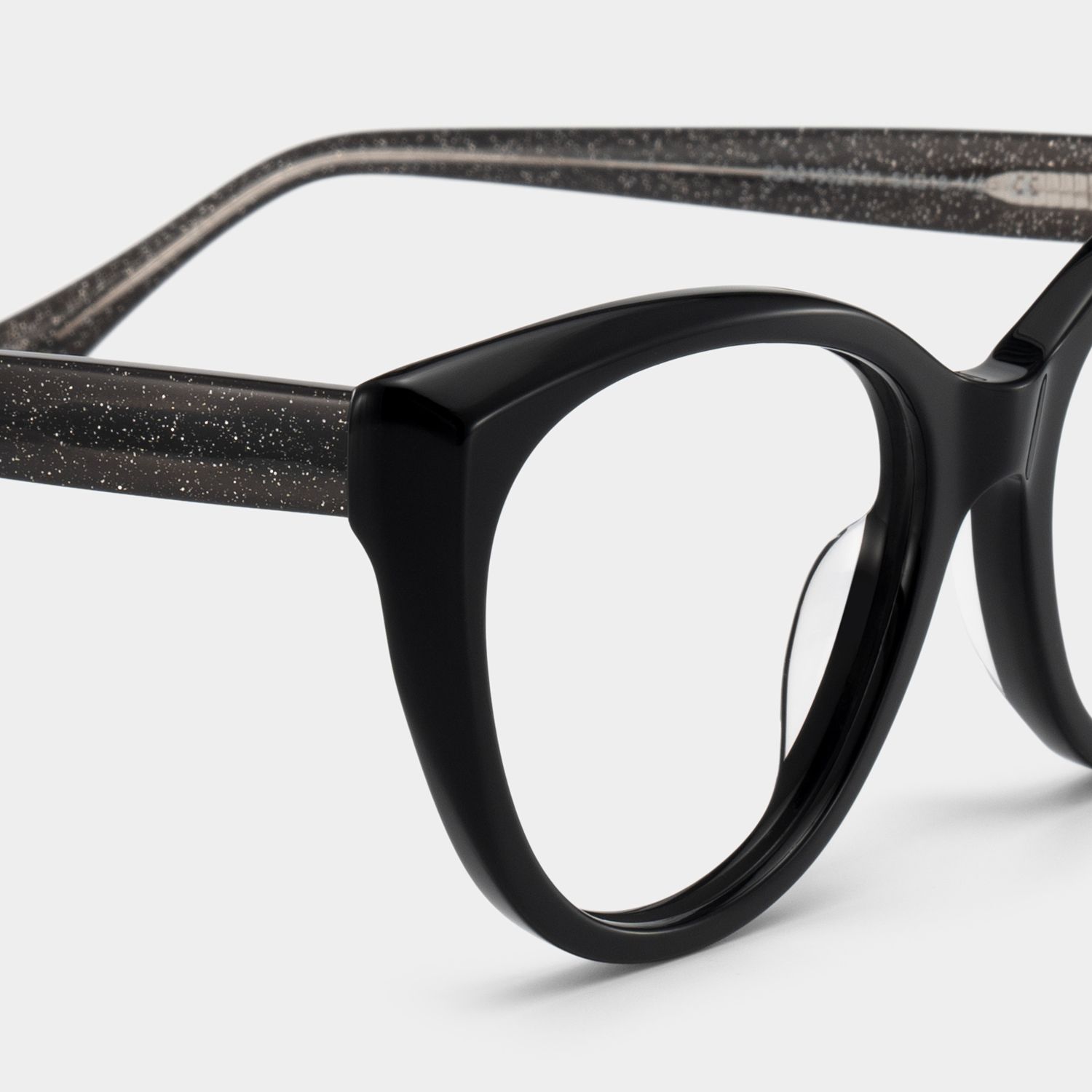 Kiera Black Cat Eye Glasses Frames in Dark Gray Glitter | ZEELOOL5