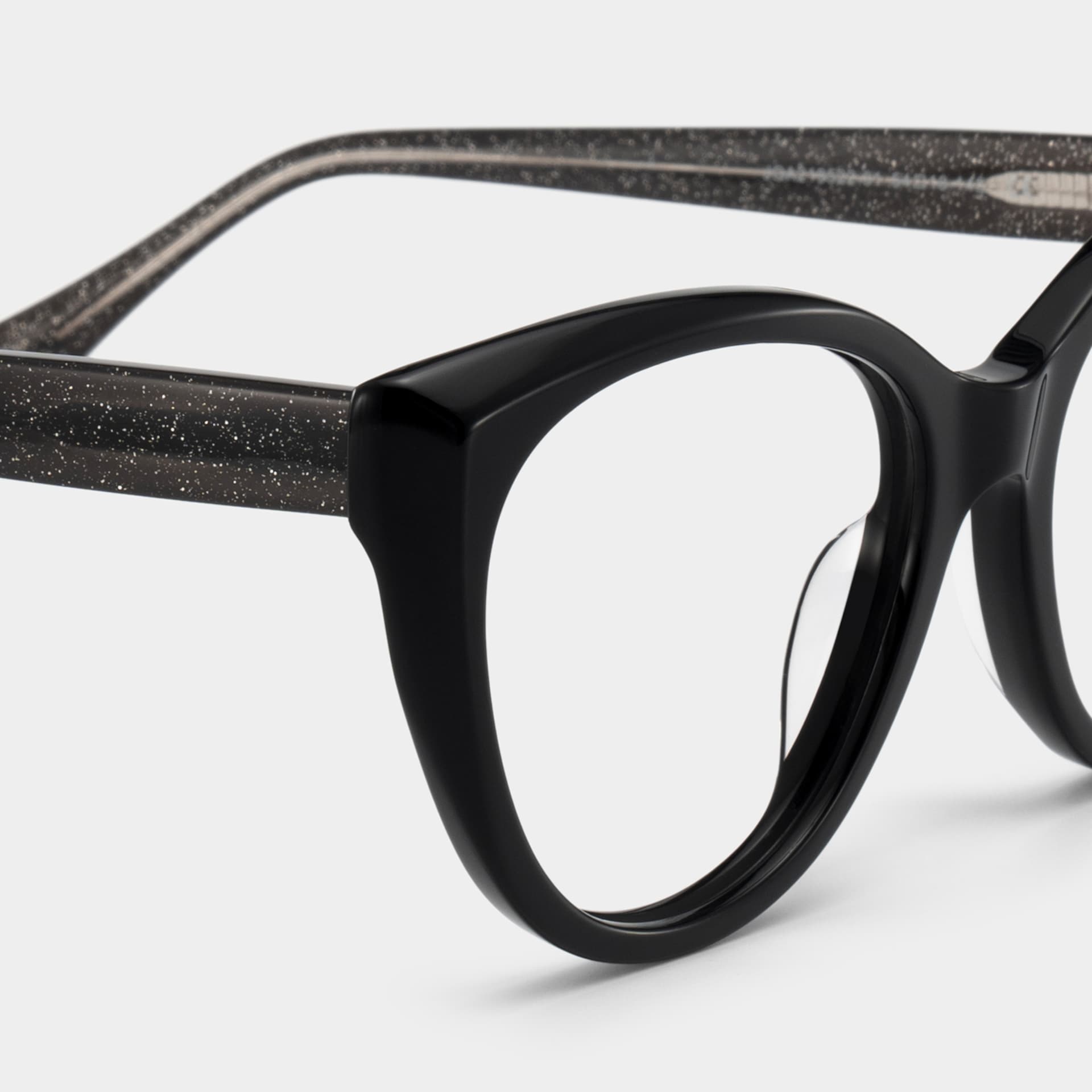 Kiera Black Cat Eye Glasses Frames in Dark Gray Glitter | ZEELOOL5
