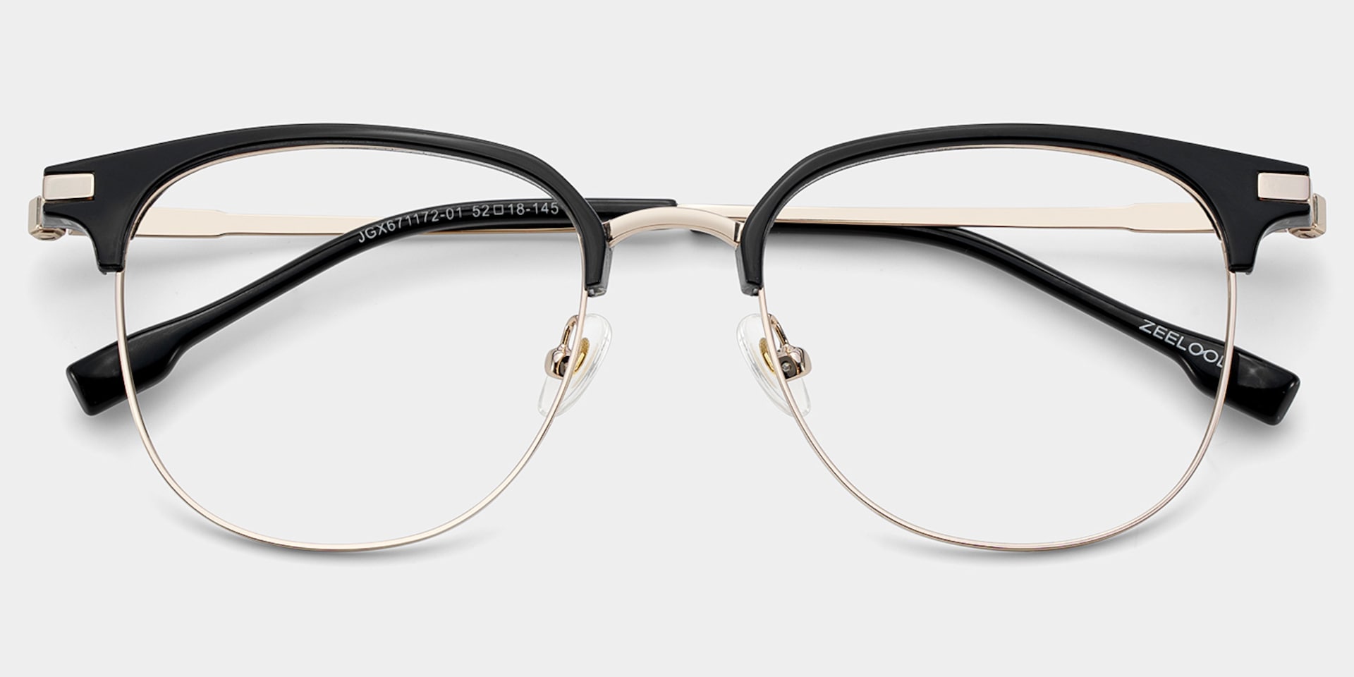 Oversized Browline Glasses With Black and Matte Gold Color2
