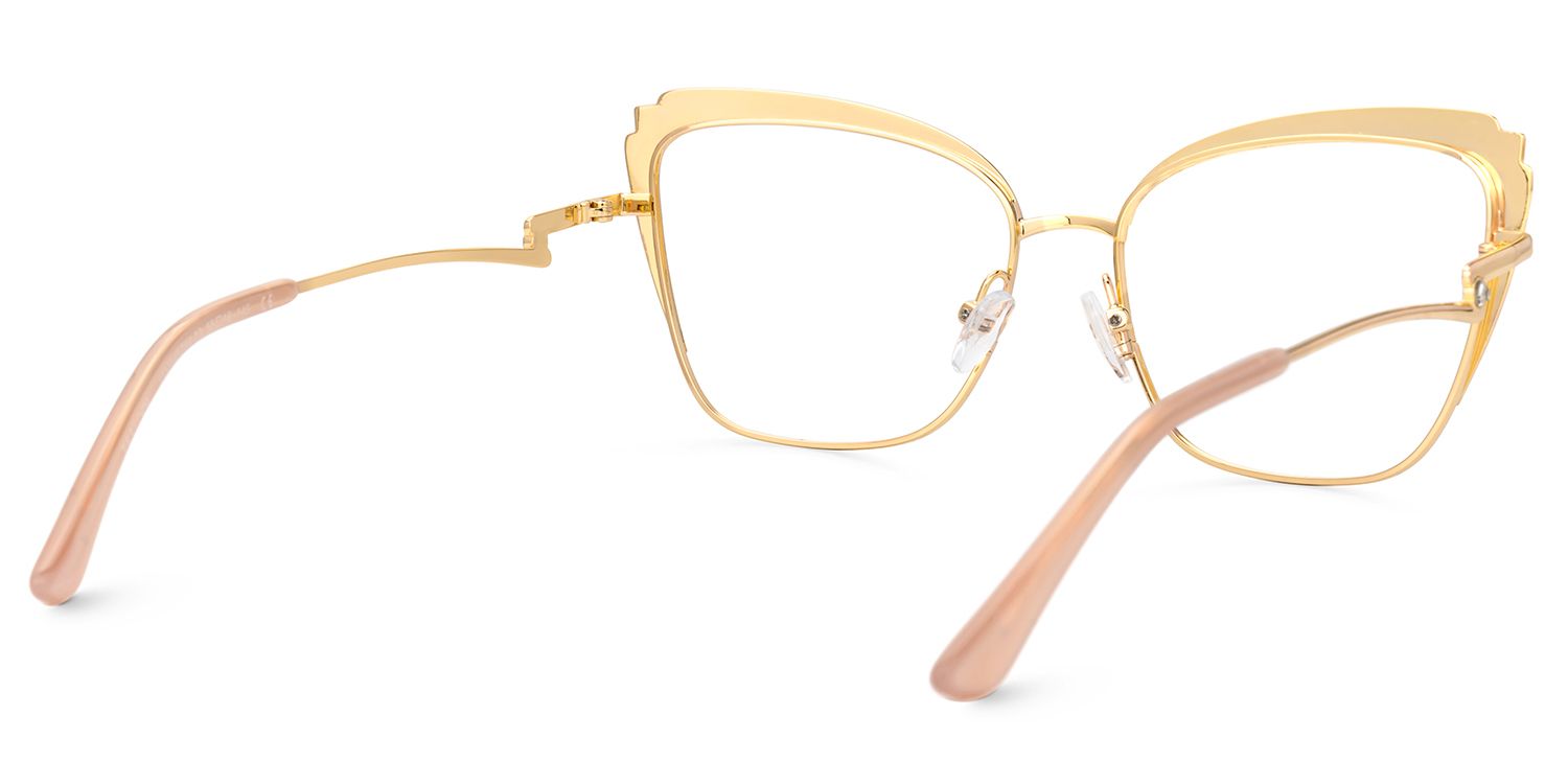 Mariely Cat Eye Brown And Gold Glasses | Zeelool4
