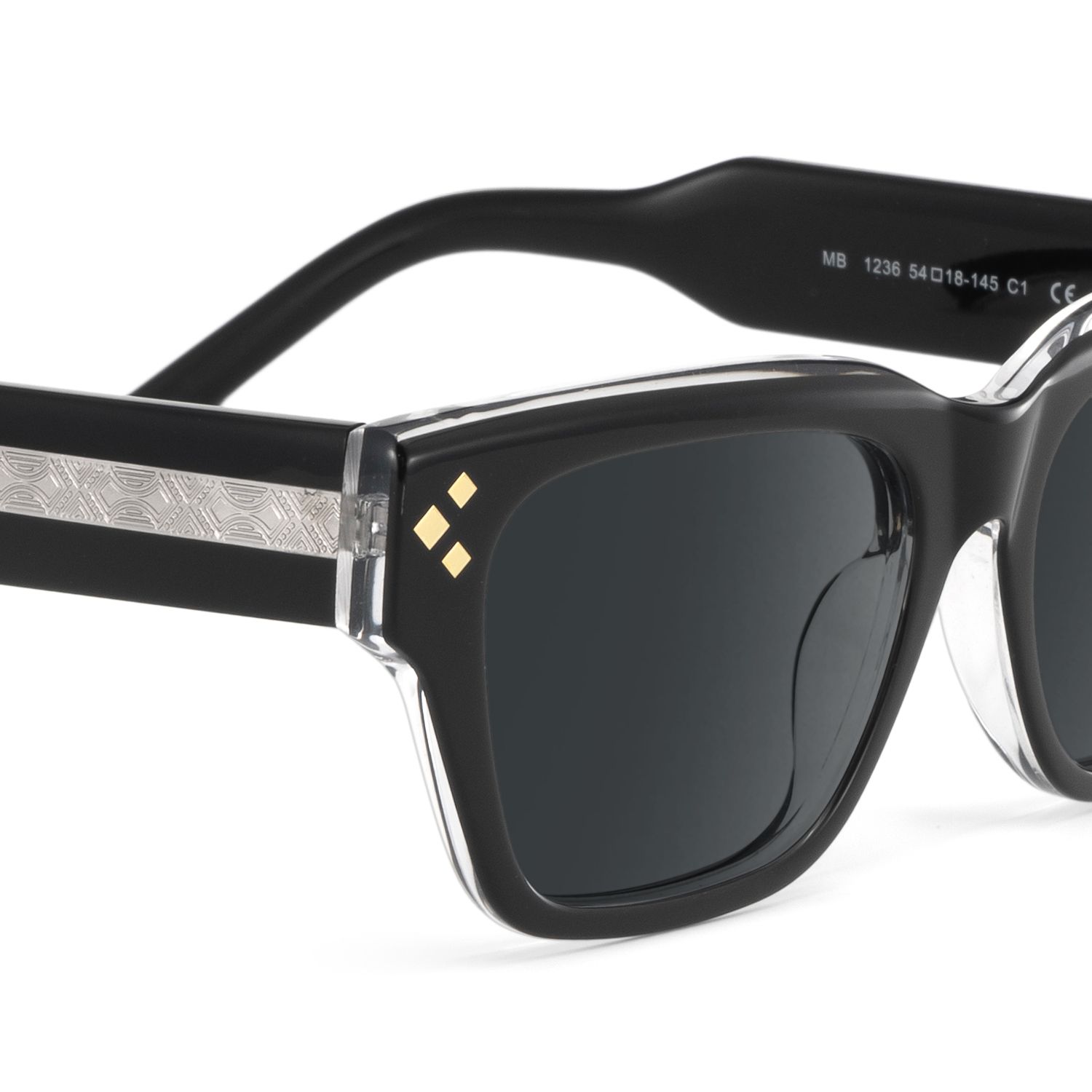Marlowe Black Rectangle Polarized Sunglasses Online | Zeelool5