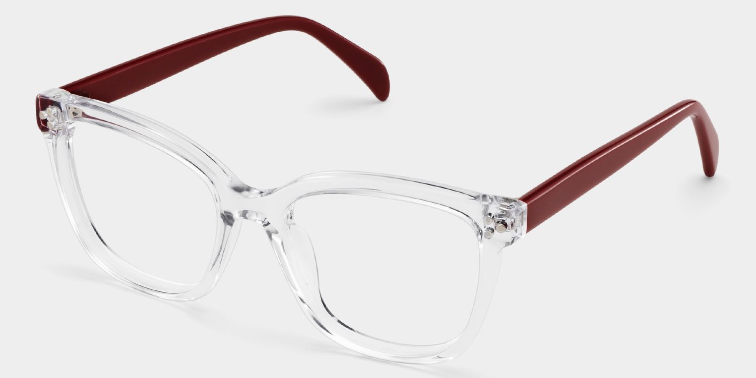 Scarlett Clear Red Frame Glasses with Square Frame Online | ZEELOOL3