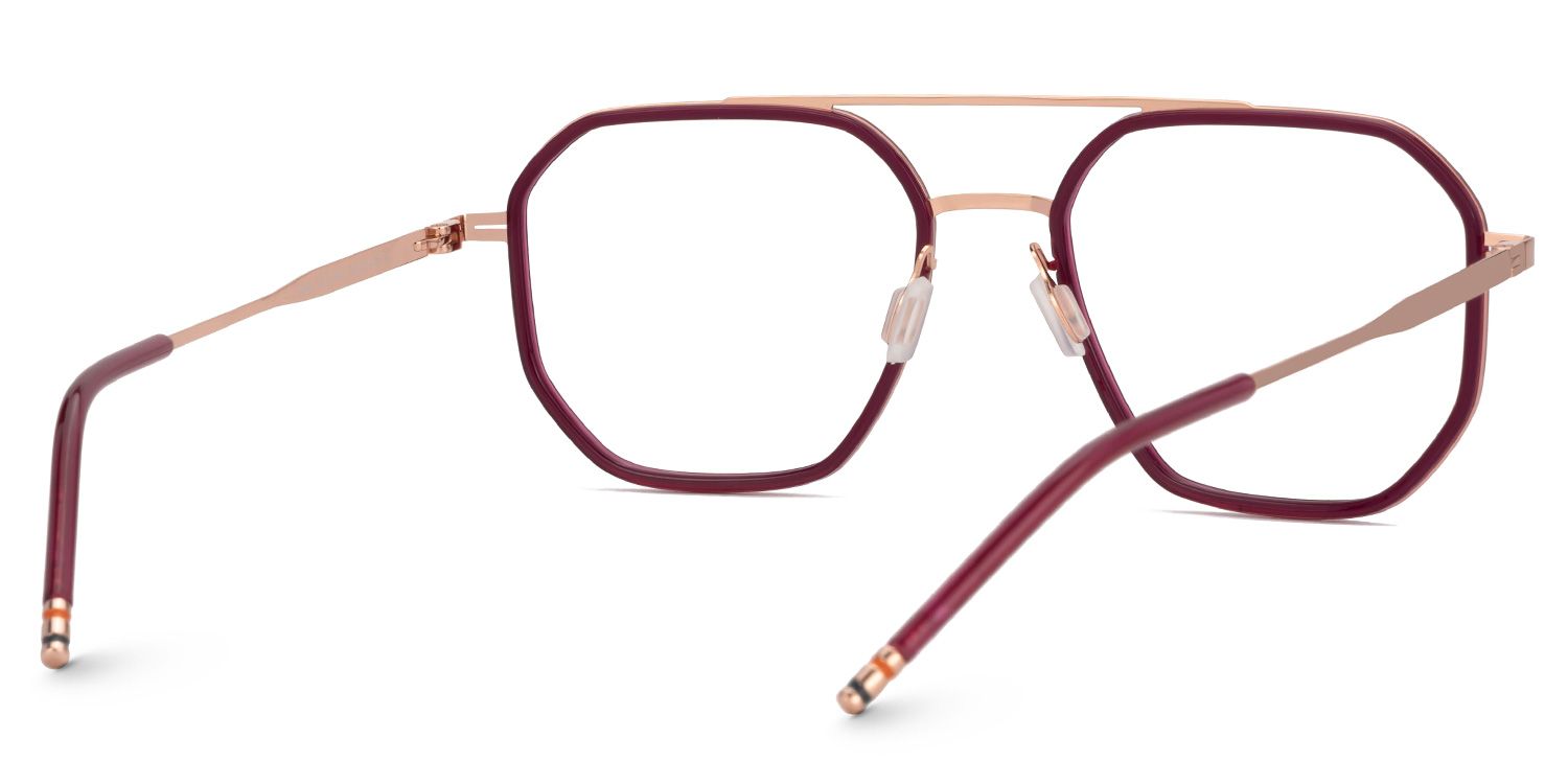 Red Mixed-Materials Aviator Eyeglasses- Bethany3