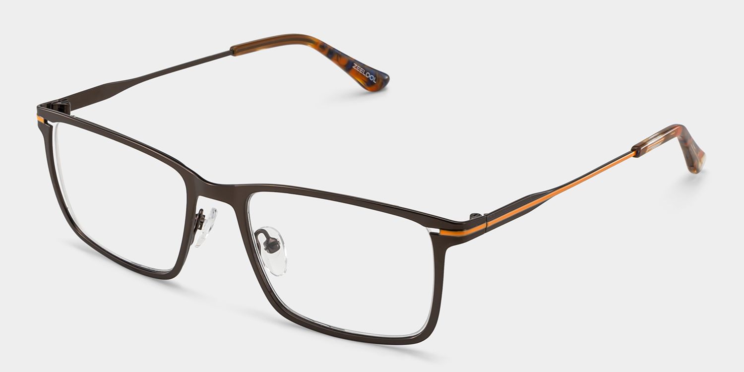 Rectangle Brown Eyeglasses- Roxana Metal Frame Glasses3