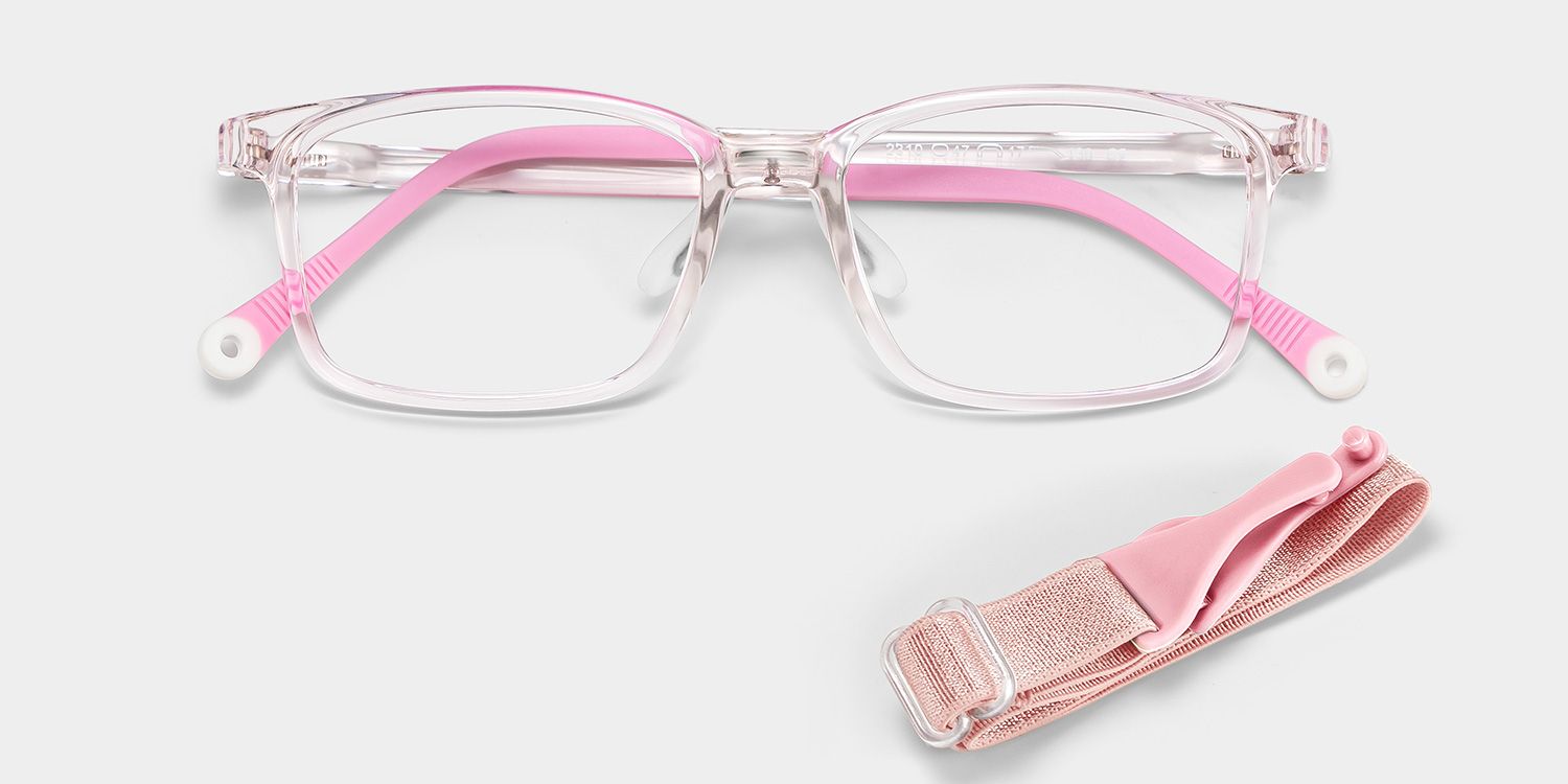 June Rectangle Clear Pink Frame Eyeglasses for Pre-tweens