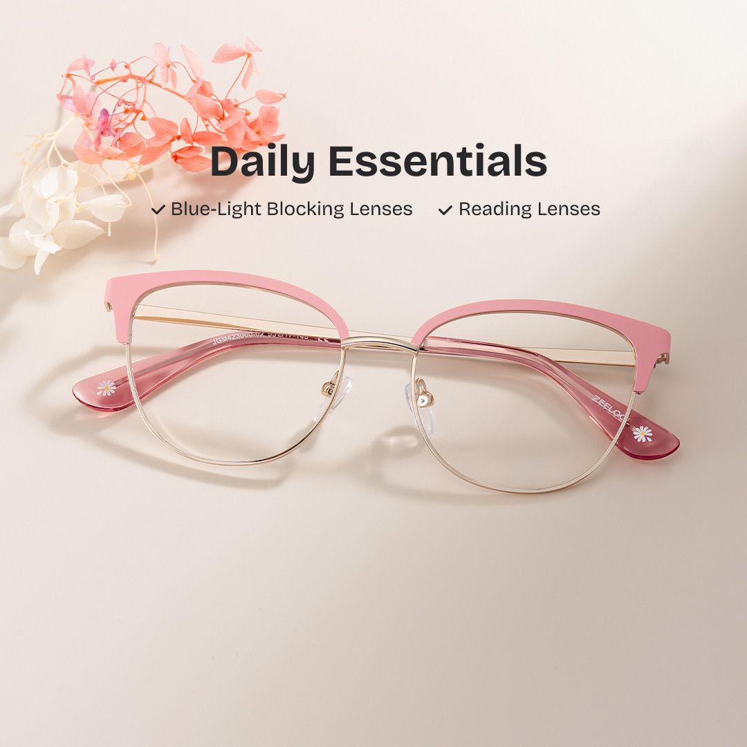 Lacey Pink Matte Frame Glasses with Browline Frame Online | ZEELOOL0