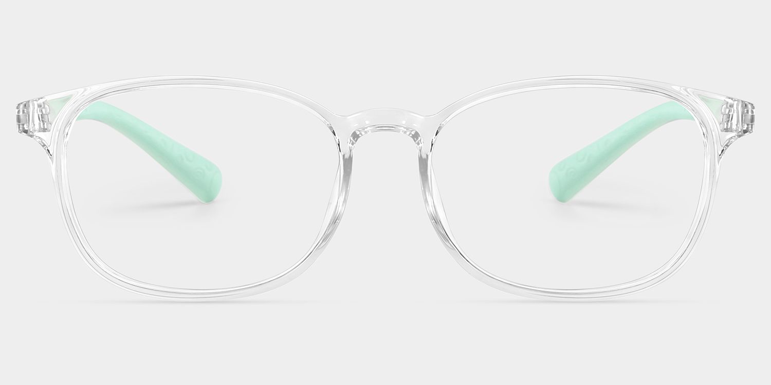 Kids Rectangle Clear Green Amaker Frame Glasses | Zeelool0