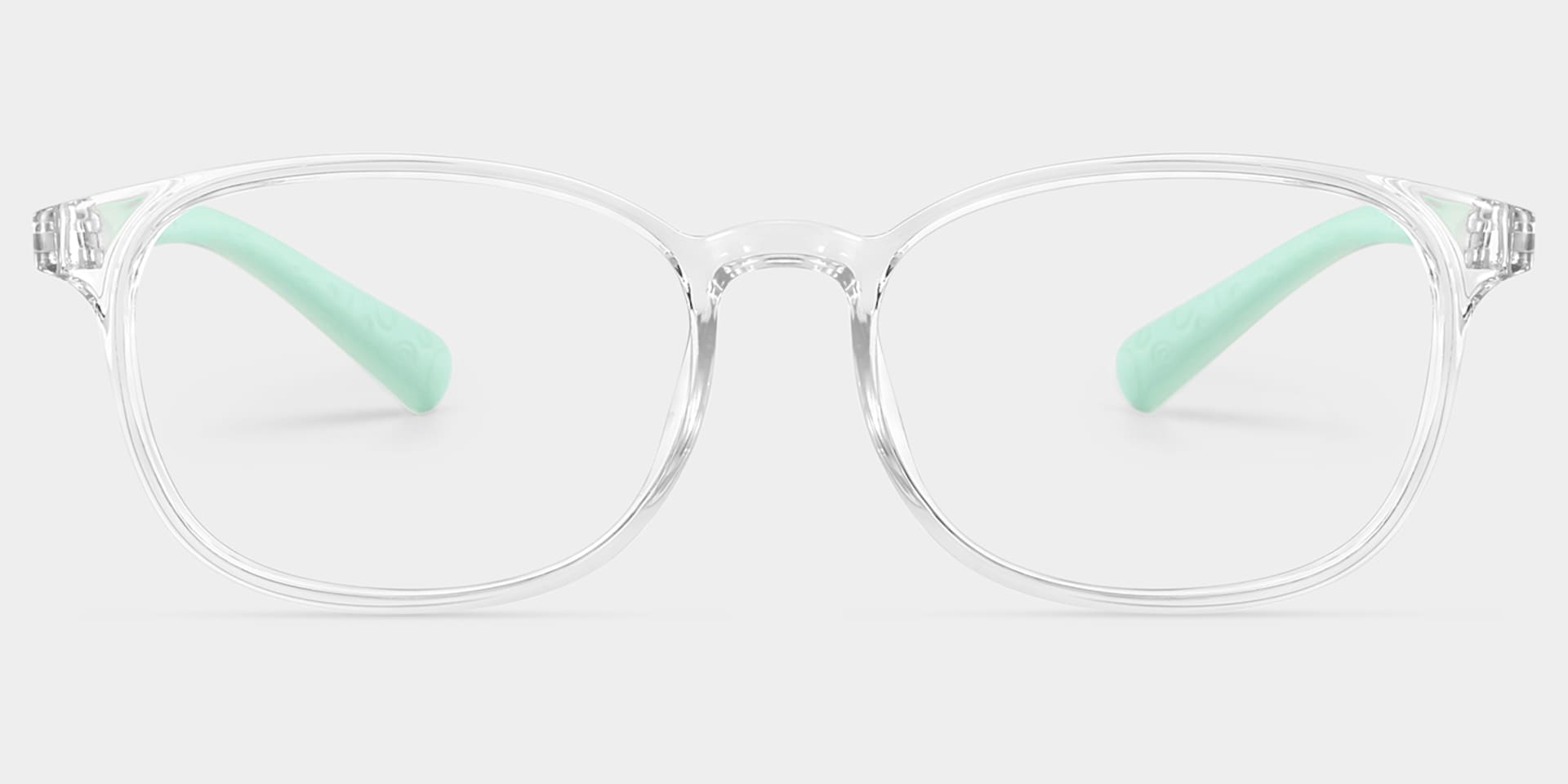 Kids Rectangle Crystal Green Amaker Frame Glasses | Zeelool0