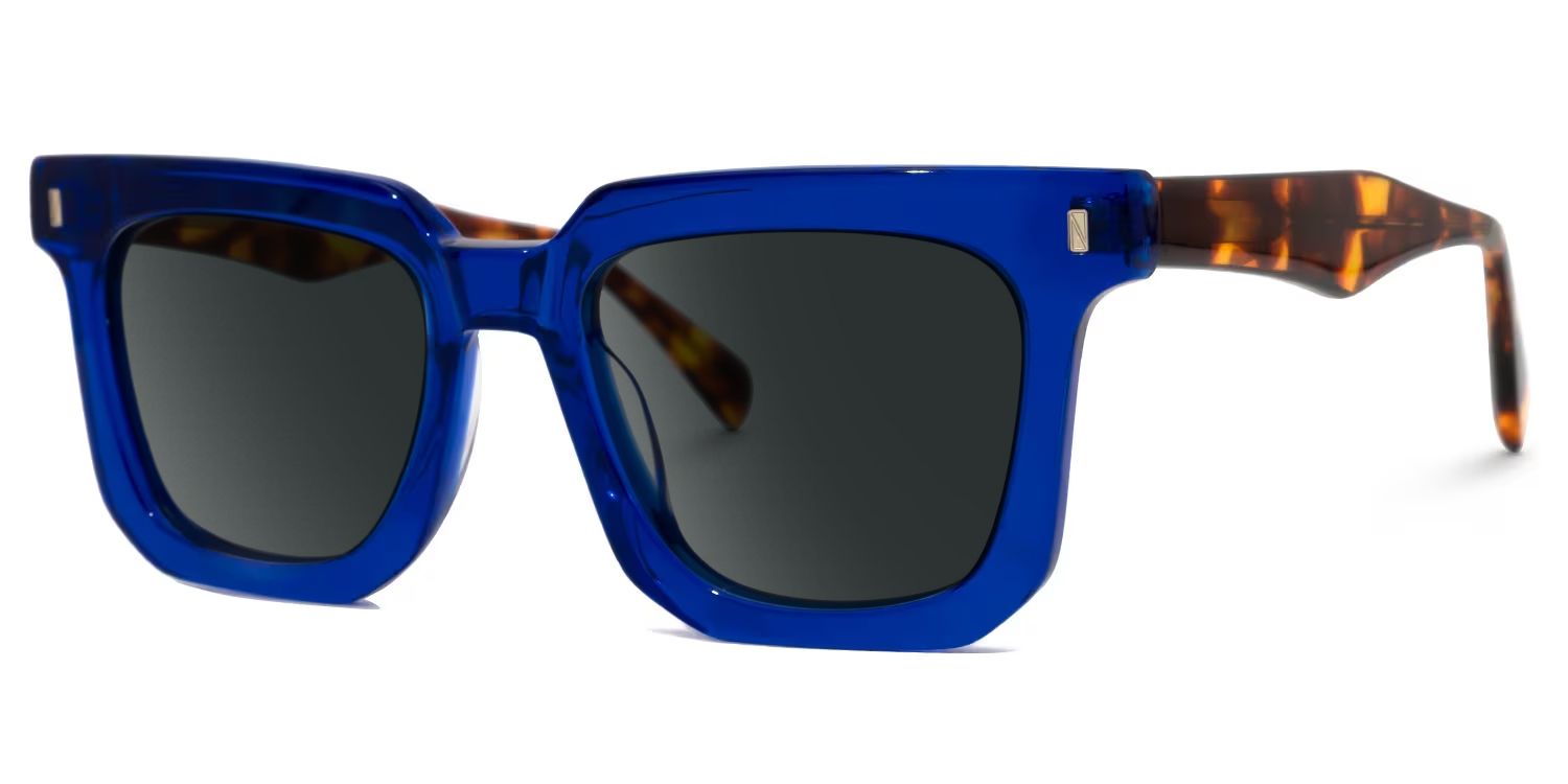 Coville Rectangle Blue Prescription Sunglasses | ZEELOOL1