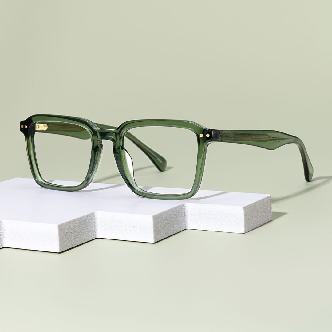 Vickerie Thin Green Glasses in Square Design | Zeelool0