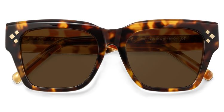 Marlowe Rectangle Tortoise Polarized Sunglasses