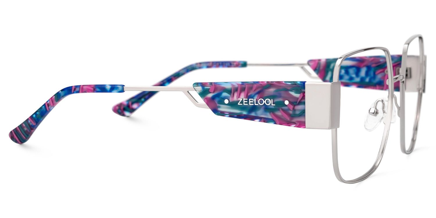 Porsha Designer Eyeglasses in Square Silver Frame2