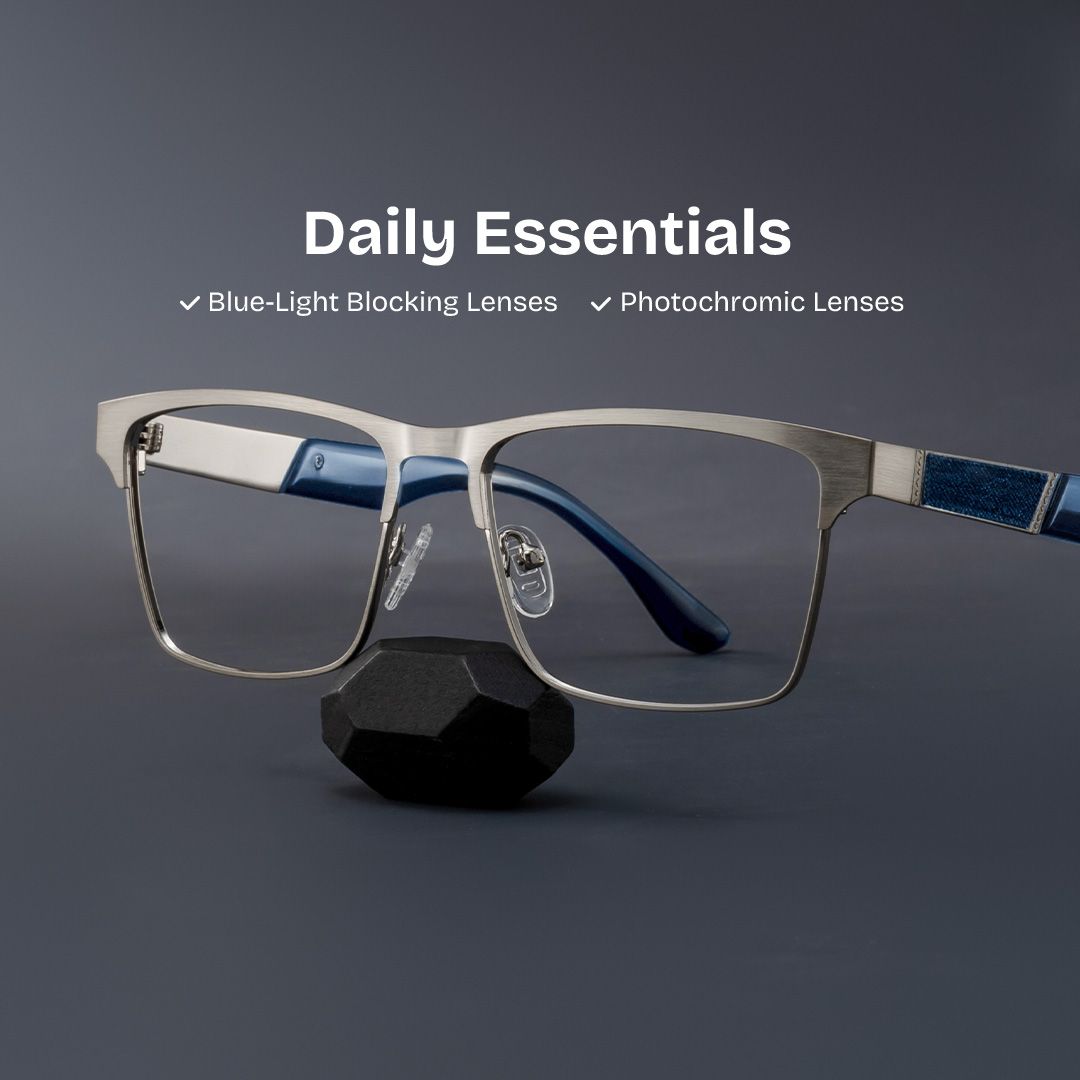 Jasper Eyeglasses in Browline Silver Frame | Zeelool0