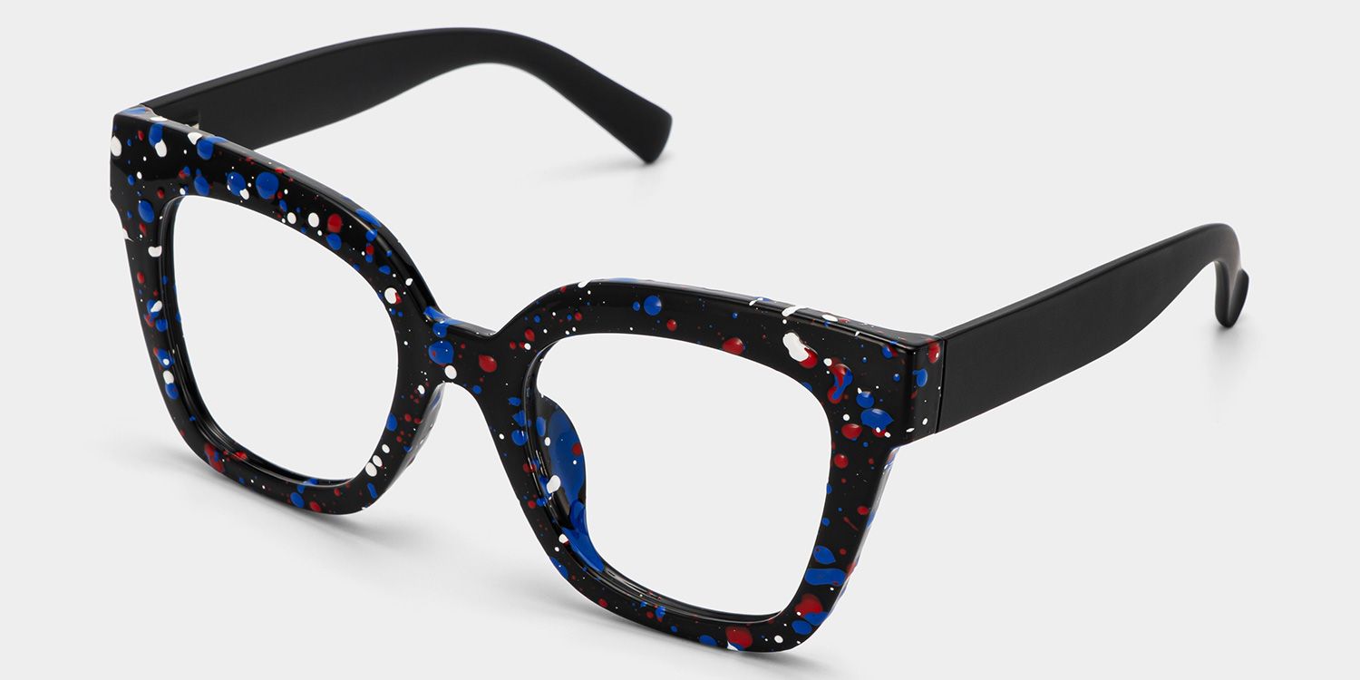 Malcolm Large Square Nerdy Glasses with Colorful Dots on The Frame2