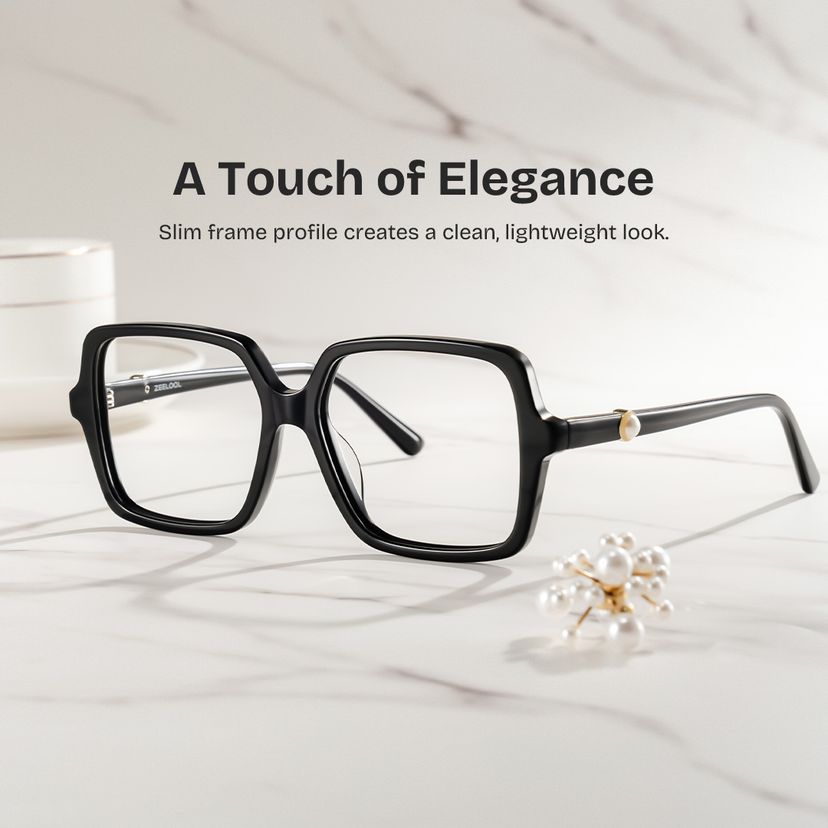 Elena Black Square Glasses