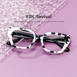 Flare Rectangle Cow Print Glasses0